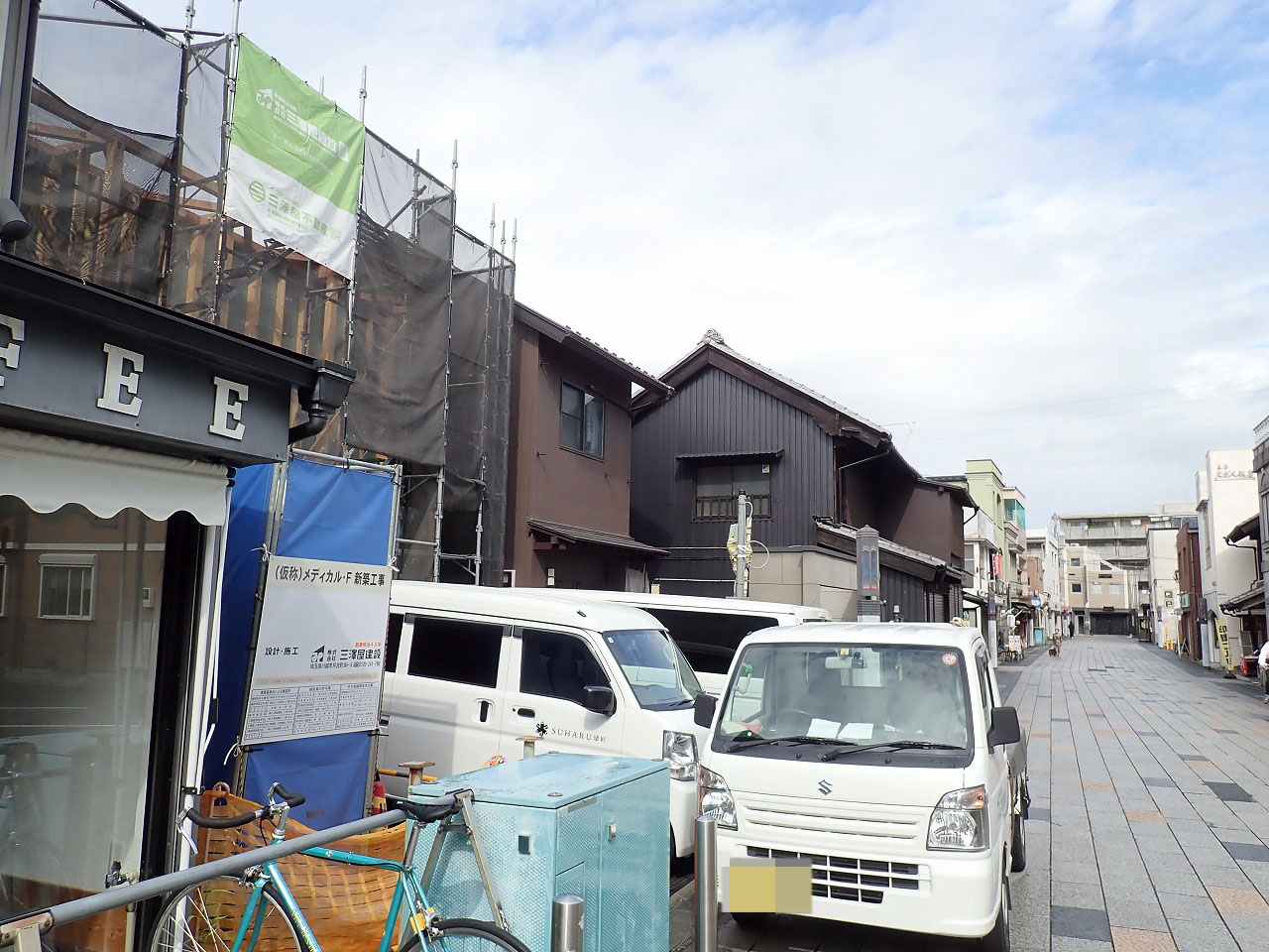 焼失した加藤家住宅の跡地の工事の様子