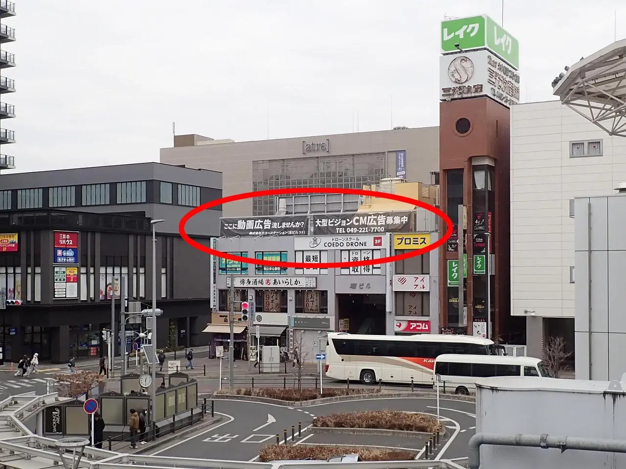 2026年に川越駅の西口に設置される大型ビジョン