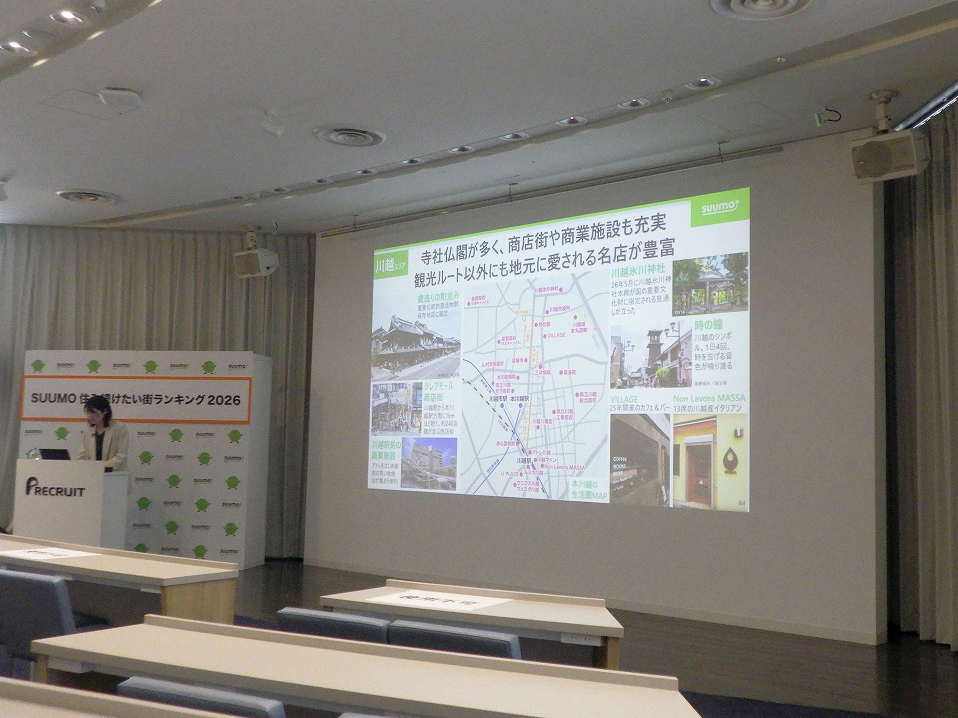 「SUUMO住み続けたい街ランキング2026首都圏版」の「美味しい街ランキング」にで埼玉県で第１位に選ばれた川越エリア